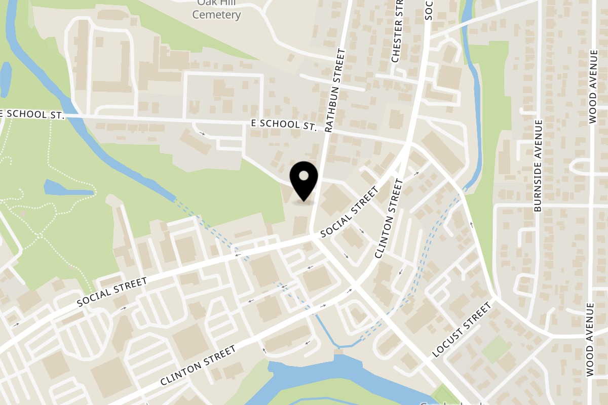 Map showing the location of Moonlight Restaurant on 32 Rathbun St in Woonsocket